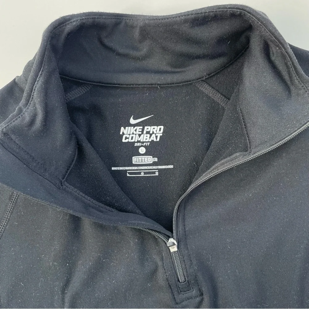 Nike Dri-Fi Women's Black Quarter Zip Pro Combat Fitted Long Sleeve Size Large